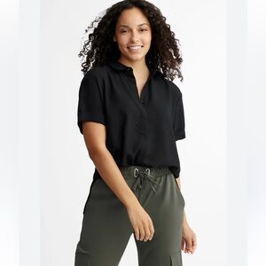 Joe Fresh Sheer Button Down Short Sleeve collared Blouse